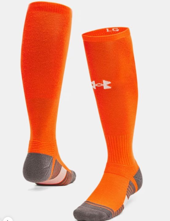 UNDER ARMOUR UNISEX OVER THE CALF TEAM SOCK, Colour: ORANGE, Size: LG( 8.5-13 MENS 10-14 WOMENS)
