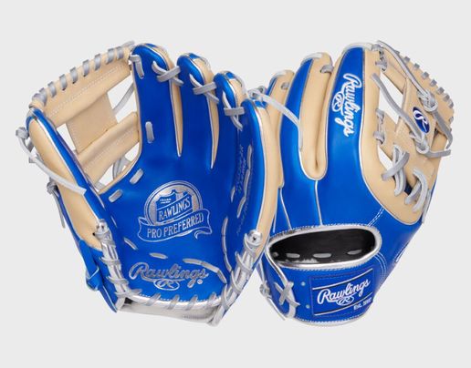 RAWLINGS &quot;PRO PREFERRED&quot; SERIES BASEBALL GLOVE ROYAL BLUE/TAN/SILVER
