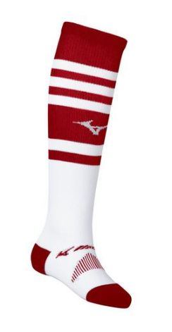 Mizuno Retro Performance OTC Socks, COLOR: White/Red, Size: SM