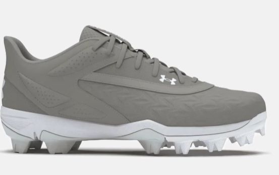 Under Armour Boys&#39; UA Leadoff Low RM 3.0 Jr. Baseball Cleats, COLOR: GREY, Size: 4Y