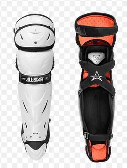 All Star PHX Paige Halstead inspired Fastpitch Catchers Leg  Guards, COLOR: Wht/Blk, Size: 15&quot;