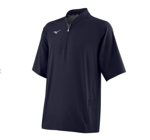 Mizuno Men&#39;s Gametime Short Sleeve Hitting Jacket, Colour: NAVY, SZIE: SMALL