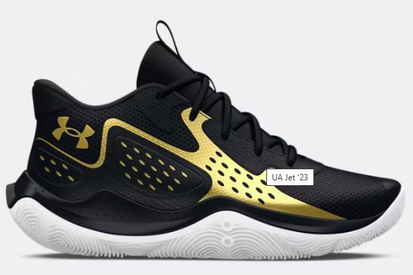 Under Armour Jet &#39;23 Unisex Basketball Shoes, COLOR: BLK/GLD, Size: M7.5/W9