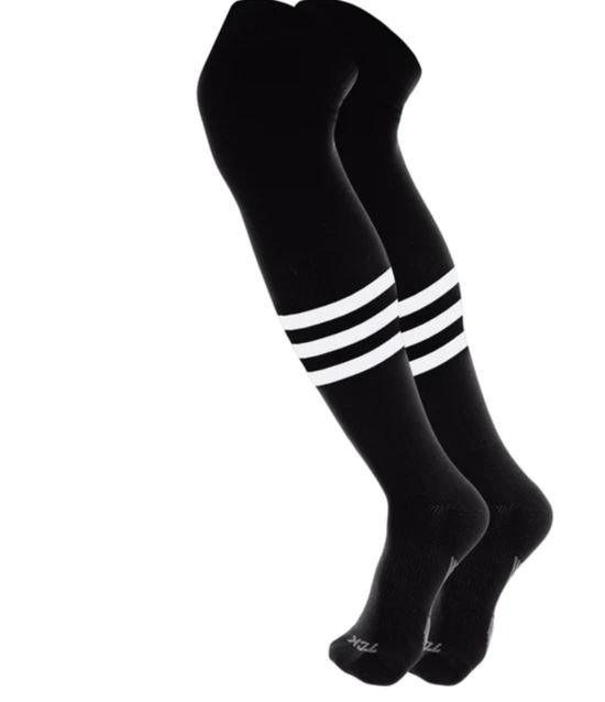 TCK DUGOUT SERIES SOFTBALL SOCKS, Colour: BLACK/WHITE STRIPES/OVER-THE-CALF, Size: LG