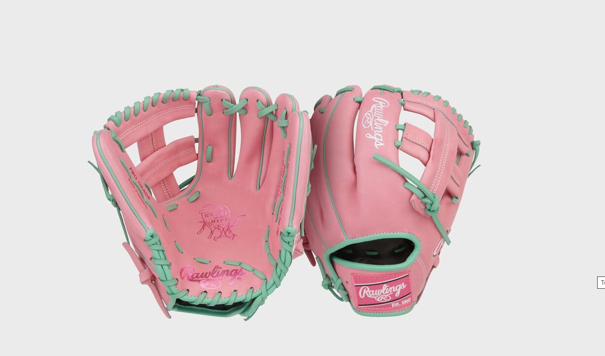 RAWLINGS HEART OF THE HIDE BASEBALL GLOVE - 11.75&quot; - RHT - PINK/MINT - R00713019