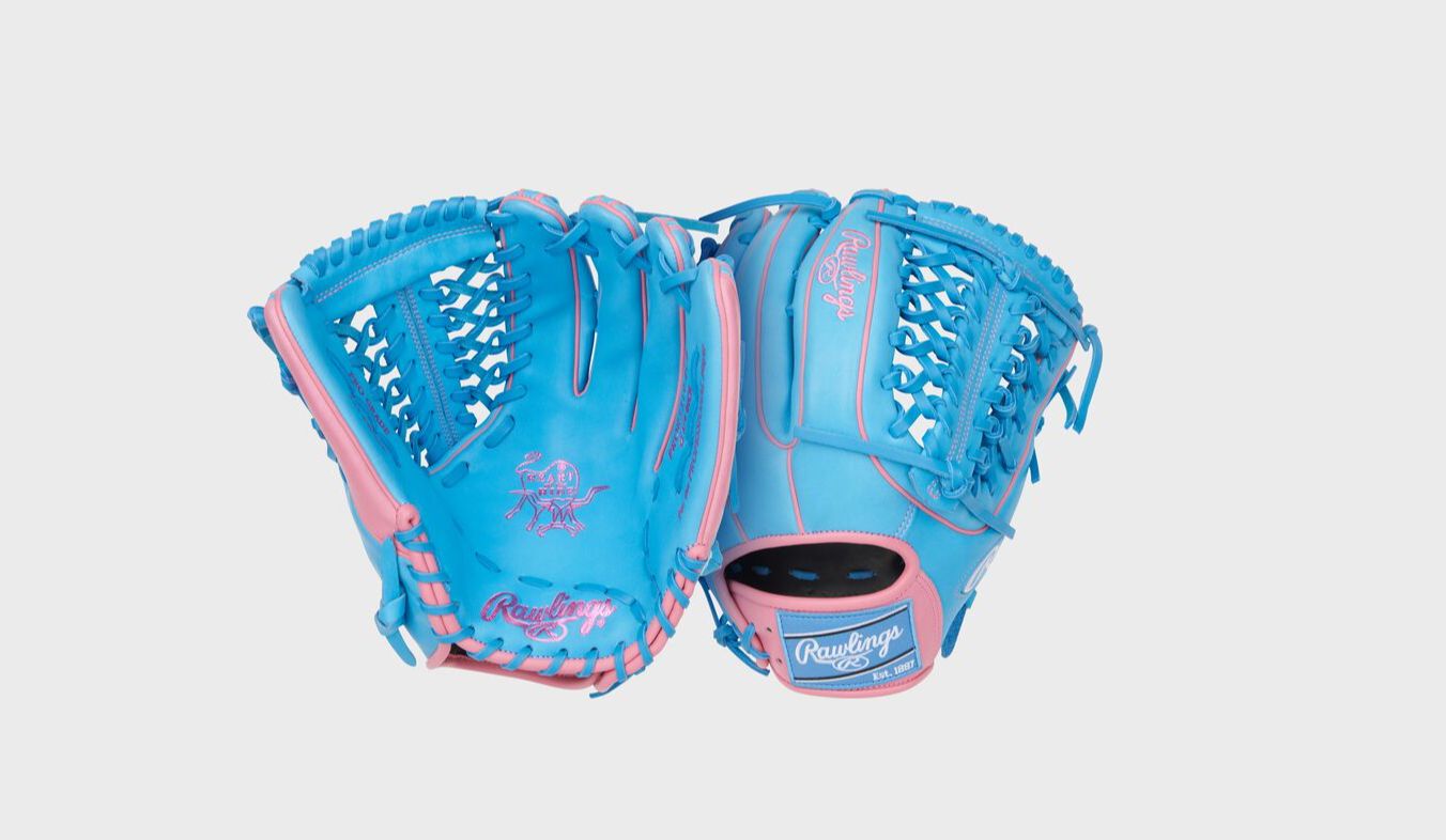 RAWLINGS HEART OF THE HIDE BASEBALL GLOVE - 12.75&quot; - RHT - COLUMBIA BLUE/PINK - R00713014