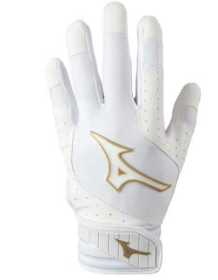 MIZUNO FINCH 2022 WOMENS BATTING GLOVES, Colour: WHITE/GOLD, Size: LARGE