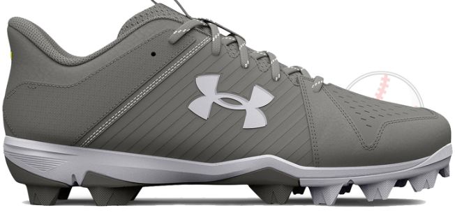 UNDER ARMOUR LEADOFF LOW RM MEN&#39;S BASEBALL CLEAT, Colour: GREY, Size: 6.5