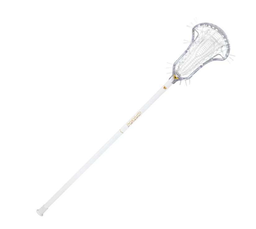 East Coast Dyes Halo Elite Complete Women&#39;s Field Lacrosse stick, Colour: Clear head/White shaft, pocket type: Armor Mesh Valkyrie