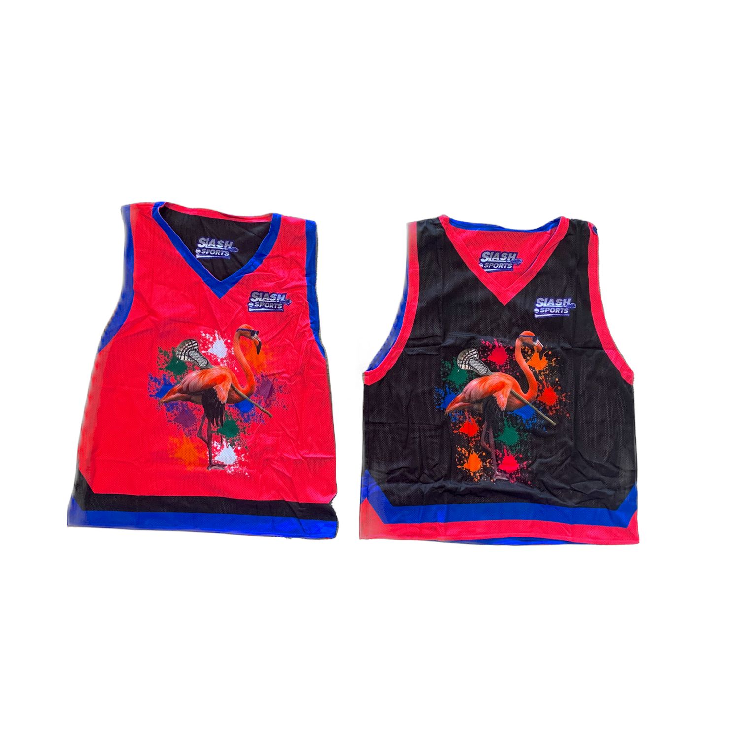 SLASH SPORTS REVERSIBLE PINNIE - BLACK &amp; PINK LACROSSE FLAMINGO