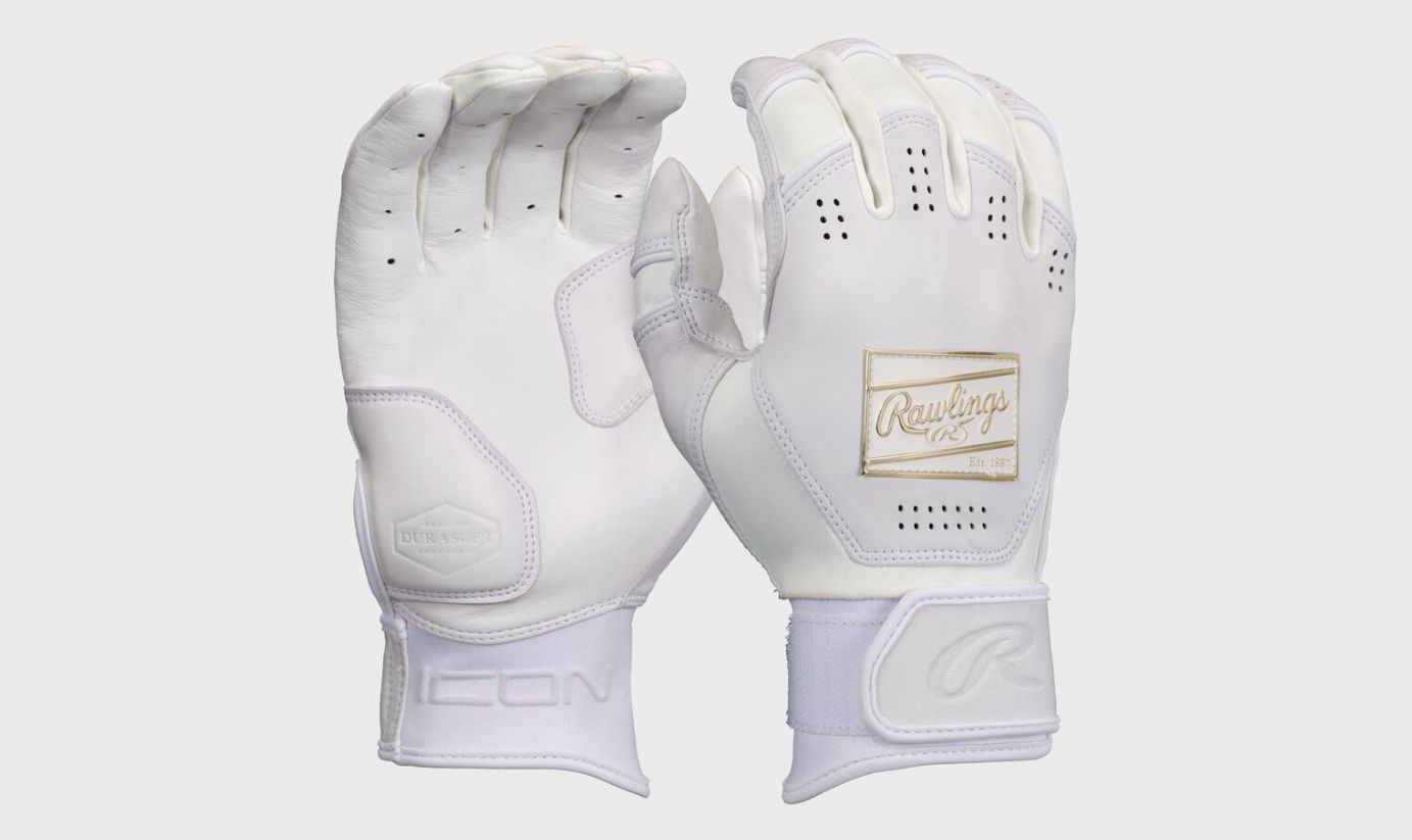 Rawlings Icon Batting Gloves, Colour: White, Size: Small