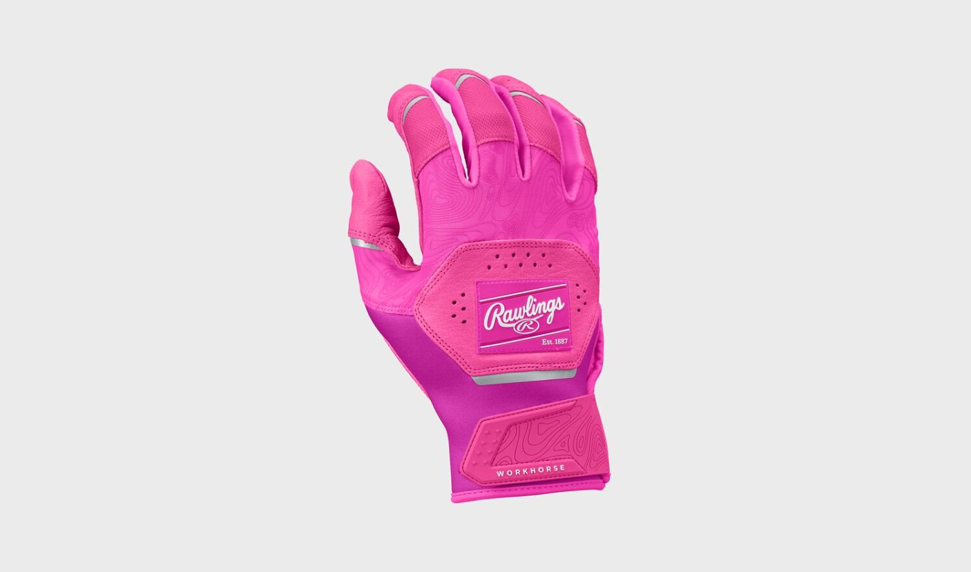 RAWLINGS YOUTH WORKHORSE BATTING GLOVES - WH25YBG, Colour: Pink, Size: YM