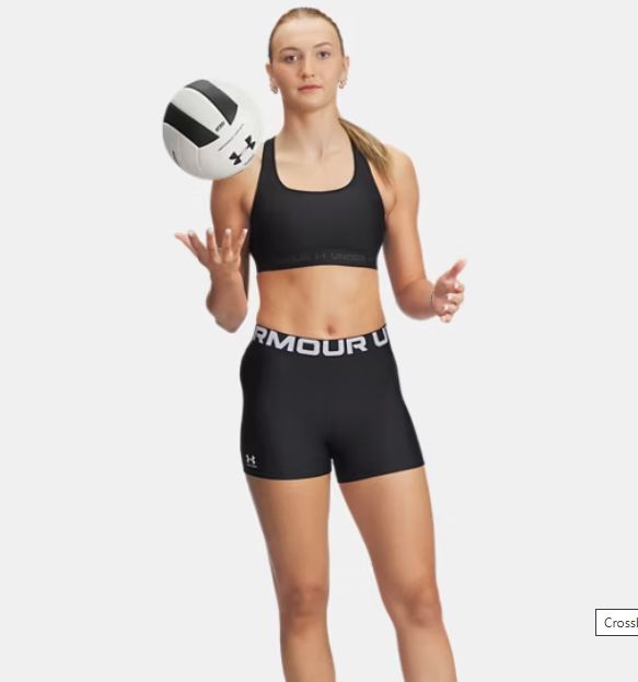 UNDER ARMOUR WOMEN&#39;S CROSSBACK MID  SPORTS BRA, Colour: BLACK, Size: SM