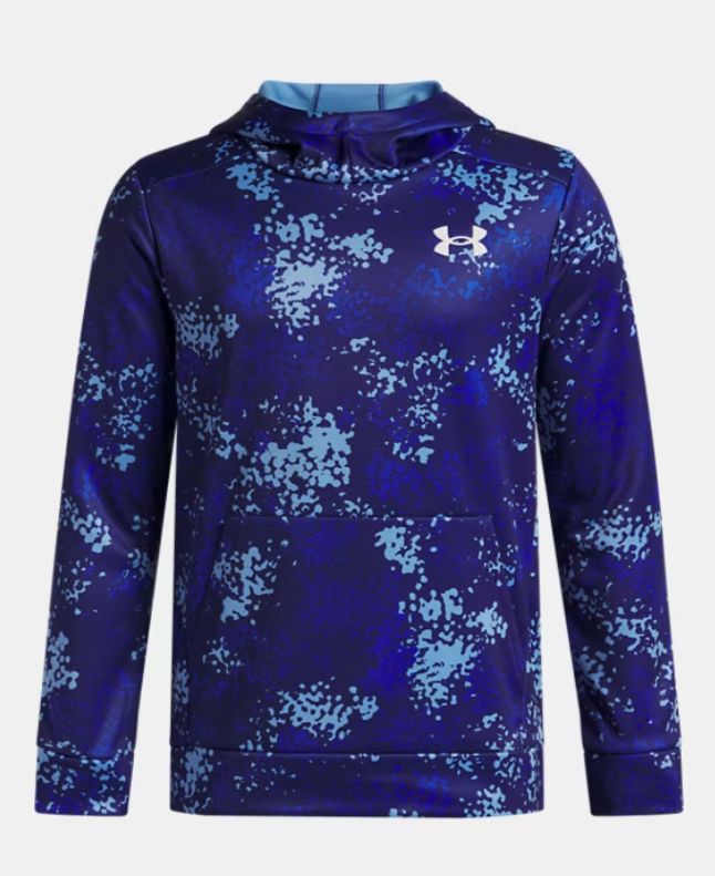 UNDER ARMOUR Boy&#39;s Armour Fleece Printed Hoodie, Colour: ROYAL/WHITE, Size: YMD