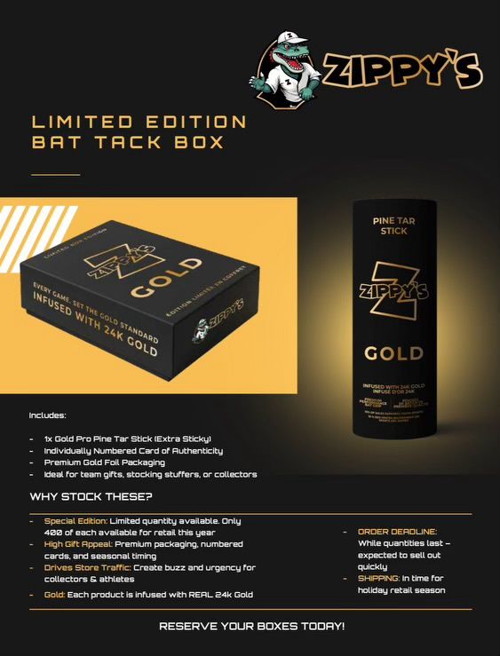 Zippy's Limited Edition 24K GOLD Bat Tack Box