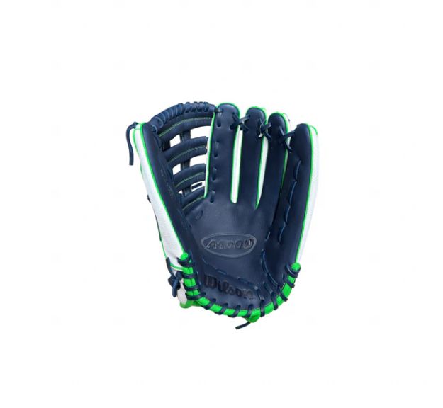 Wilson 2026 Wilson A1000SP 13.5” RHT Navy/White/Green Slowpitch Fielding Glove - WBW104568135