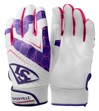 LOUISVILLE SLUGGER GENUINE V2 BATTING GLOVE - ADULT, Colour: PURPLE/PINK, Size: M