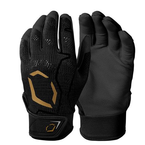 EVOSHIELD PRO-SRZ ADULT BATTING GLOVES, Colour: BLACK/GOLD, Size: MEDIUM