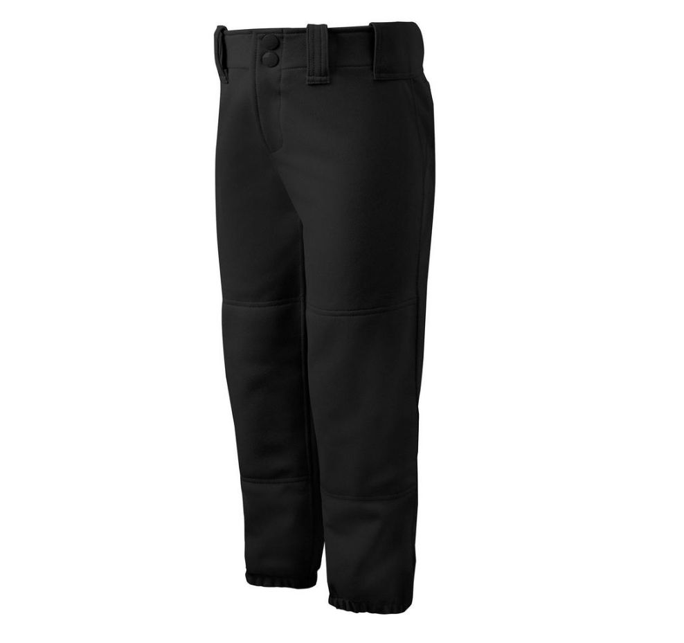 MIZUNO GIRLS BELTED SOTBALL PANTS, Colour: BLACK, Size: YOUTH LARGE