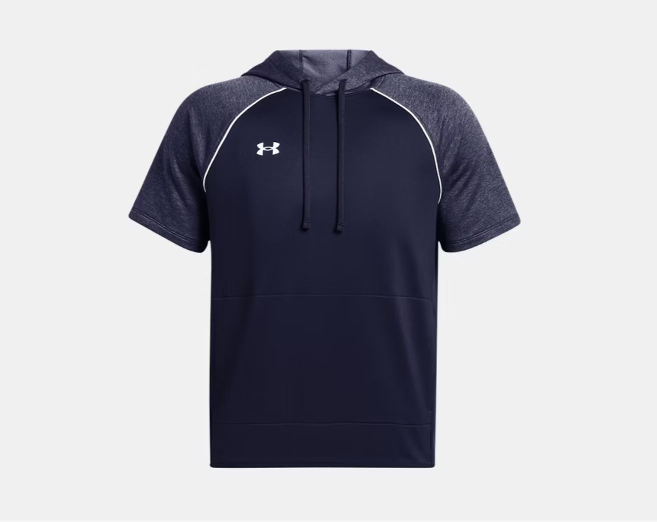 UNDER ARMOUR Men's Command Warm-Up Short Sleeve Hoodie, Colour: MIDNIGHT NAVY/WHITE, Size: LARGE