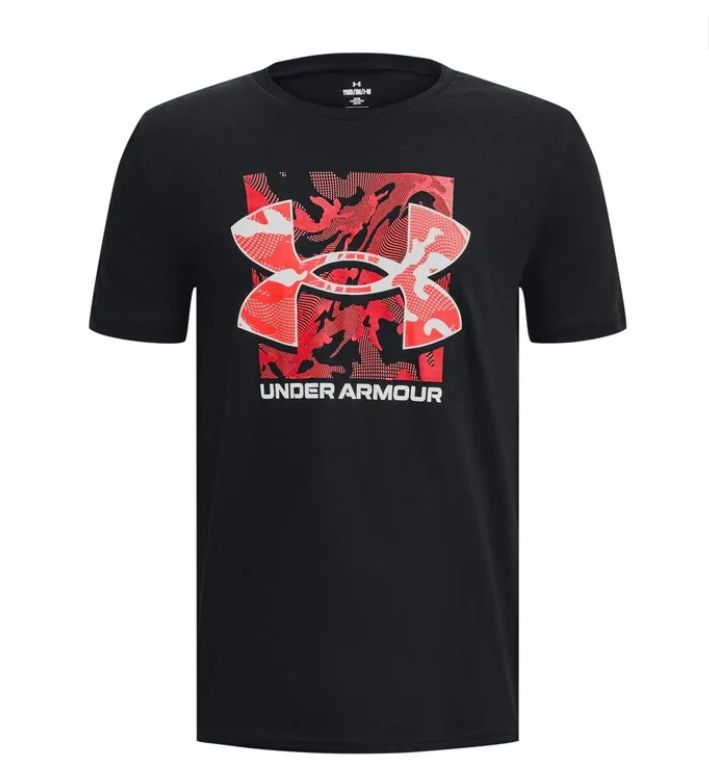 UNDER ARMOUR BOYS BOX LOGO CAMO SHIRT BLK/RED, Size: YLG