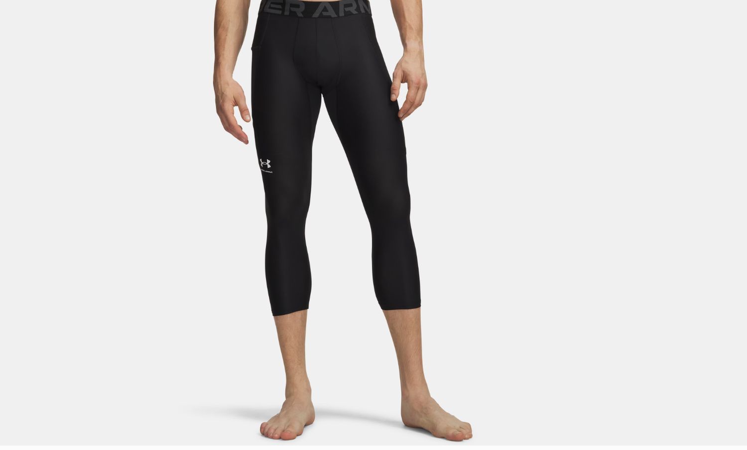 UNDER ARMOUR MENS 3/4 Compression Legging, Colour: BLACK, Size: LARGE