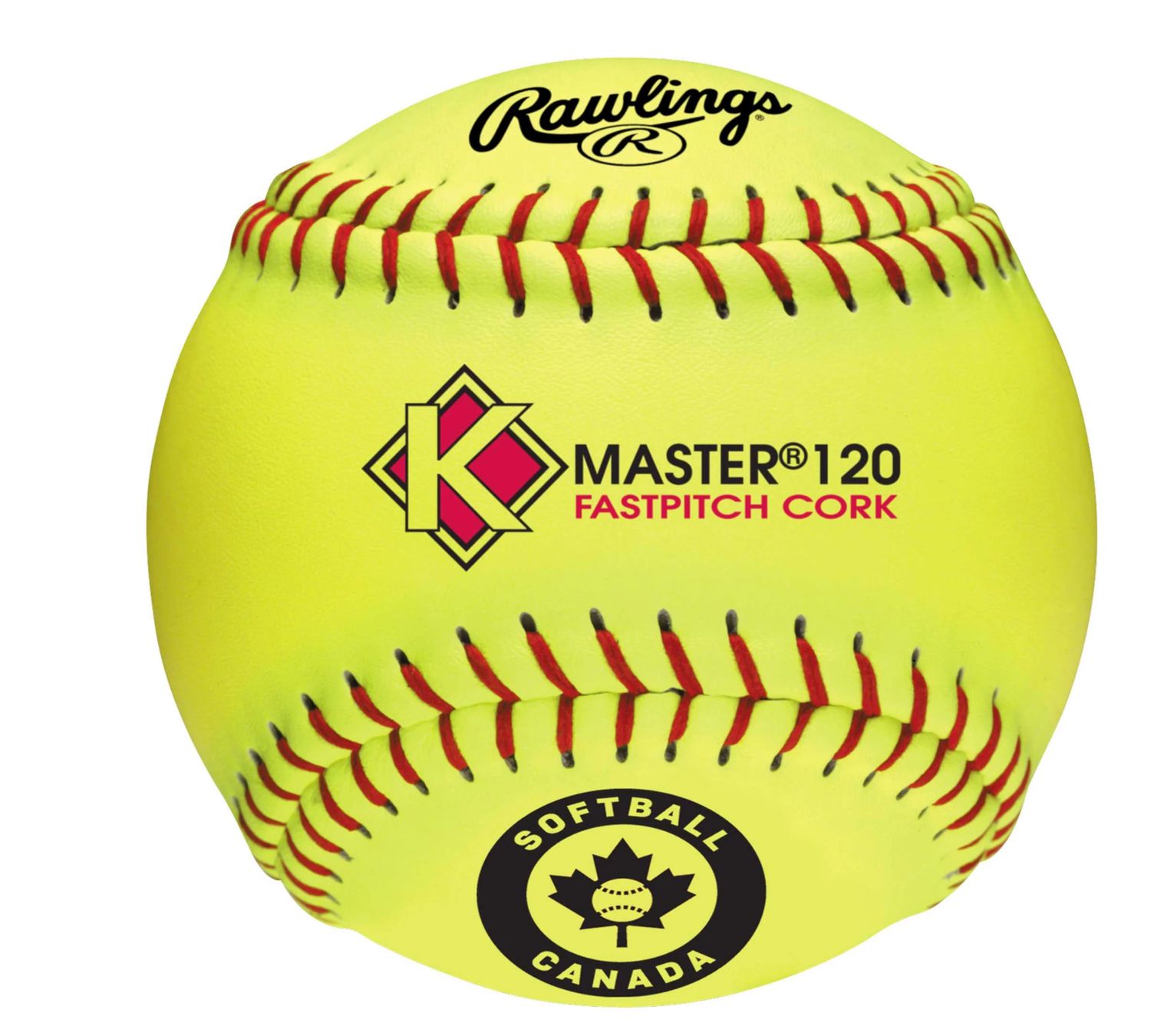 RAWLINGS CANADIAN LEAGUE FAST-PITCH SOFTBALLS -INDIVIDUAL BALLS - OFFICIAL SOFTBALL OF SOFTBALL CANADA, Size: RAWLINGS K-MASTER 120 .47 / 375LBS - C120YCC