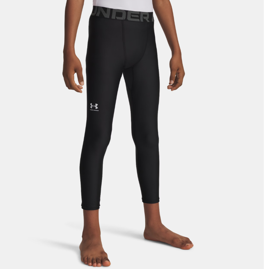 UNDER ARMOUR BOYS 3/4 LEGGINGS, Colour: BLACK, Size: YLG