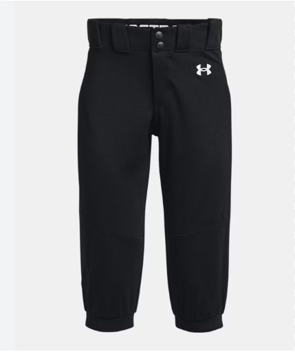 UNDER ARMOUR GIRLS UTILITY SOFTBALL PANTS, Colour: BLACK, Size: YLG