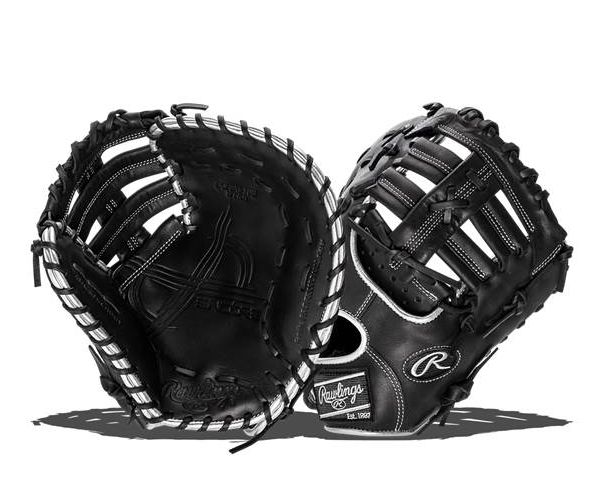 RAWLINGS ENCORE SERIES FIRST BASE MITT BASEBALL GLOVE, BALL GLOVE HAND: LHT, Colour: BLACK/SILVER, Size: 12 INCH