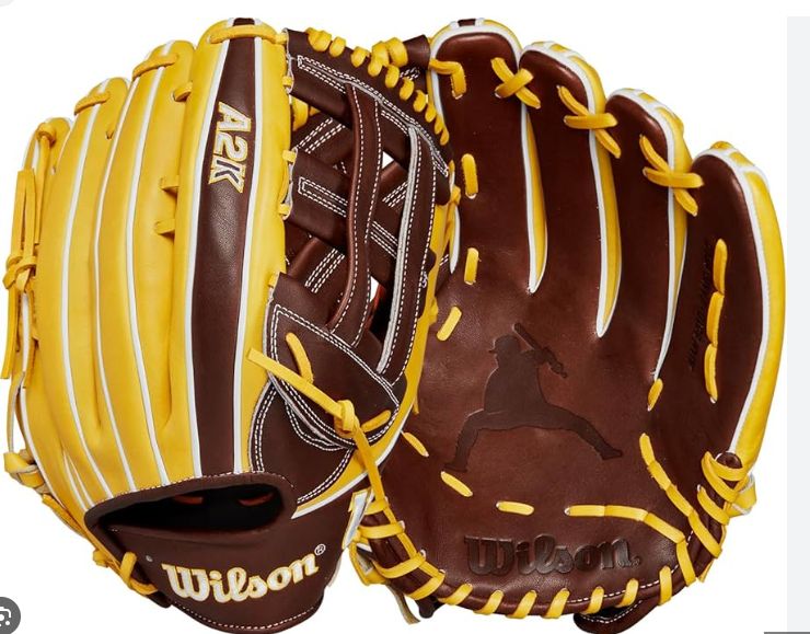 WILSON A2K JUAN SOTO GAME MODEL 12.75 RHT GLOVE 2024 - DARK BROWN/YELLOW/WHITE