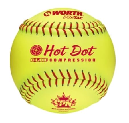 WORTH SLO-PITCH BALLS SPN HOT DOT CANADIAN LEAGUE SOFTBALLS