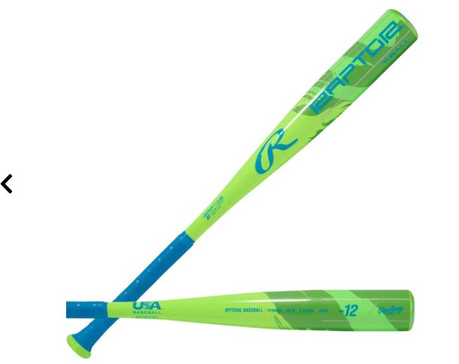RAWLINGS RAPTOR -12 (2 1/4" BARREL) USA T-BALL BASEBALL BAT 2026 - RTB6R12