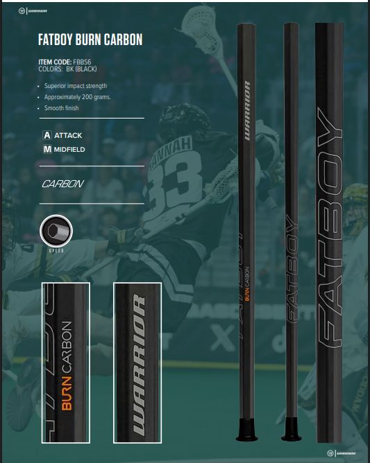 Warrior Fatboy Burn Carbon Attack Shaft 2026, Colour: Black, Length: 30"