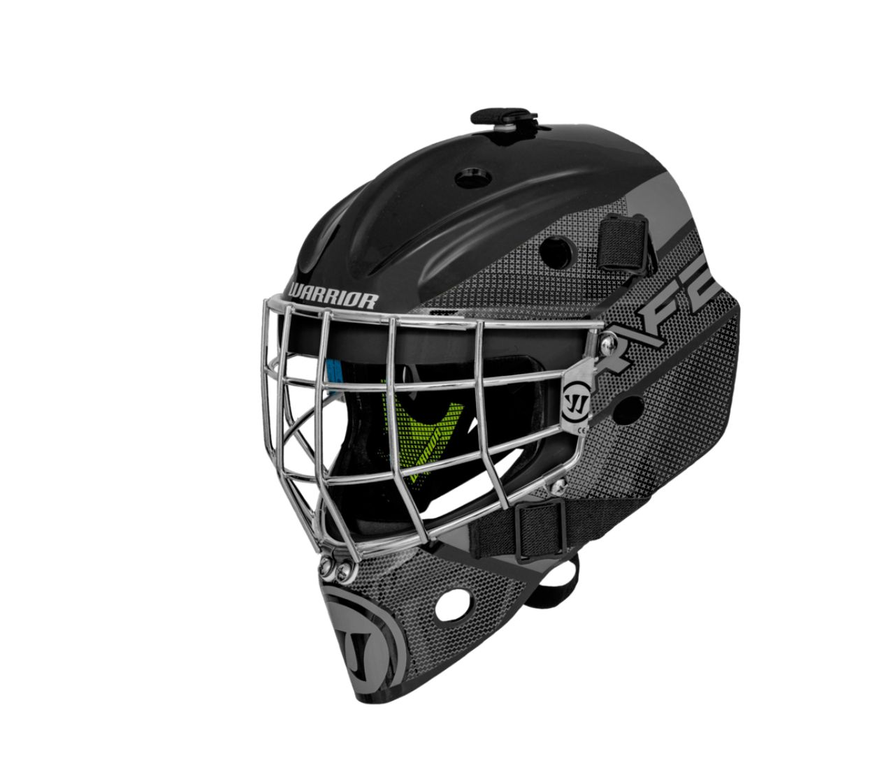 WARRIR F2E CERTIFIED SQUARE BAR GOALIE MASK HELMET, Colour: BLACK, Size: YOUTH