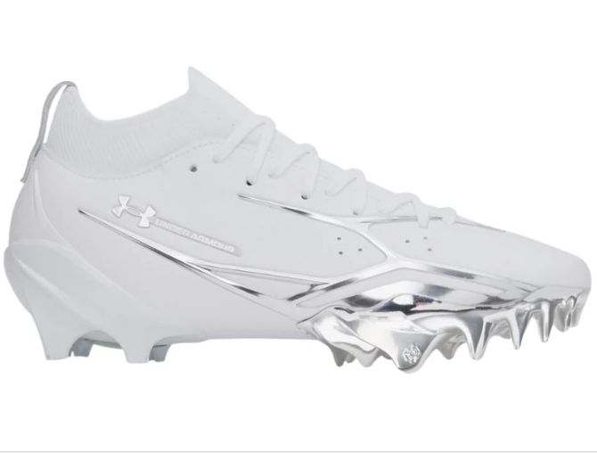 Under Armour Spotlight Pro Football Cleat, Colour: WHT/GRY, Size: 9
