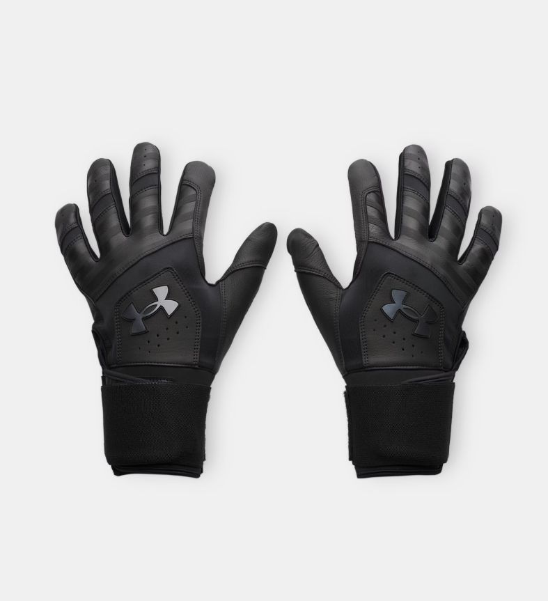 Under Armour Yard 10 Long Cuff Men's Batting Gloves, Colour: Black, Size: Medium