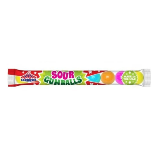 BIG LEAGUE CHEW ASSORTED GUMBALLS - 10 BALL TUBE, GUM FLAVOUR: SOUR