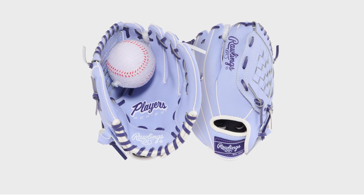 RAWLINGS "PLAYERS" SERIES BASEBALL GLOVE W/BALL YOUTH RHT 9'' - PL91PE-RHT