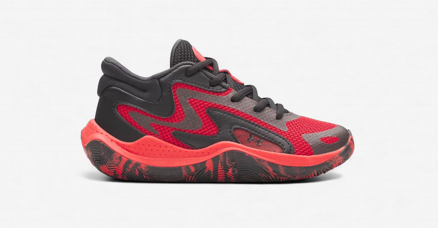 Under Armour Jet 25 Youth School Shoes, Colour: Red/Black, Size: 3