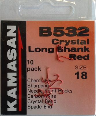 KAMASAN B532 RED BARBED SPADE END HOOK