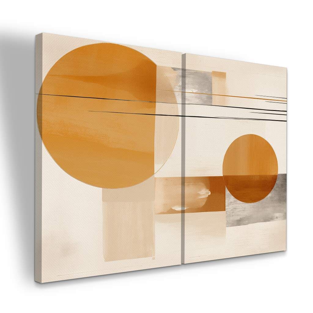 Dupla Abstrata Grande Formas em Tons Pastéis e Cobre, Escolha a Medida (LxA): dupla-50x70cm-cada.jpg, Escolha a Moldura: borda-infinita--sem-moldura-.jpg