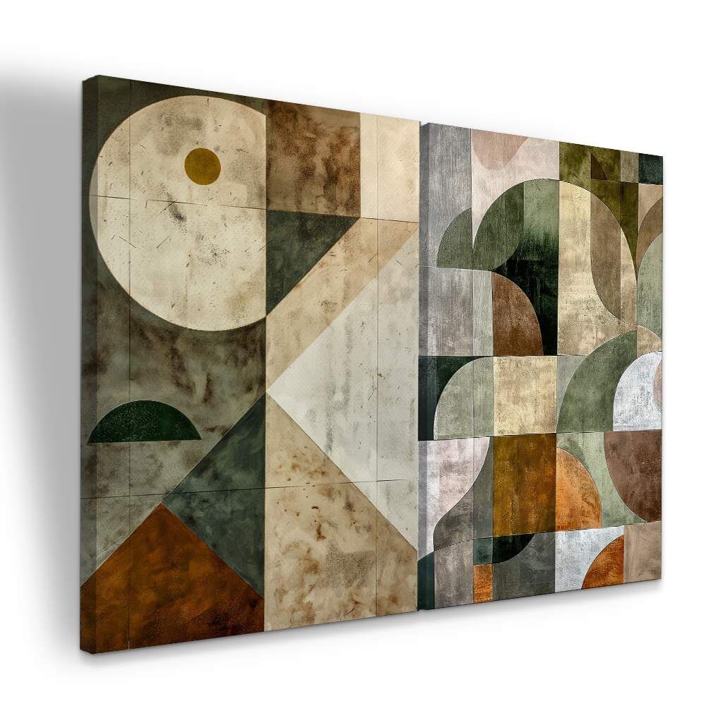 Dupla de Quadros Abstrato Arte Moderna Formas Orgânicas em Tons Naturais, Escolha a Medida (LxA): dupla-50x70cm-cada.jpg, Escolha a Moldura: borda-infinita--sem-moldura-.jpg