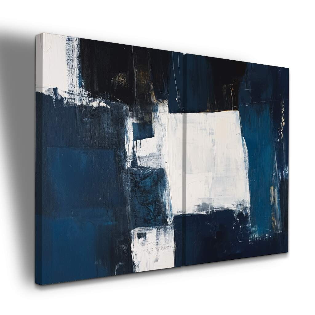 Dupla de Quadros Abstrato Azul Intenso com Toques de Luz, Escolha a Medida (LxA): dupla-60x90cm-cada.jpg, Escolha a Moldura: borda-infinita--sem-moldura-.jpg