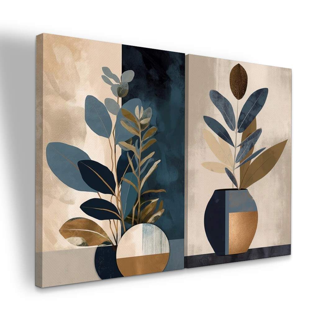 Dupla de Quadros Abstratos Boho Pastéis e Azul Marinho, Escolha a Medida (LxA): dupla-80x120cm-cada.jpg, Escolha a Moldura: borda-infinita--sem-moldura-.jpg