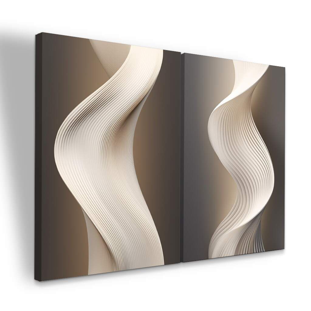 Dupla de Quadros Abstratos Curvas Brancas Minimalista, Escolha a Medida (LxA): dupla-75x100cm-cada.jpg, Escolha a Moldura: borda-infinita--sem-moldura-.jpg