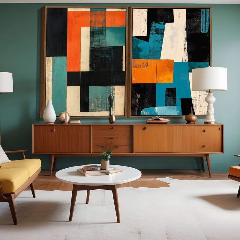 Dupla de Quadros Arte Abstrata Moderna Vibrante Luxo Tons de Azul e Laranja