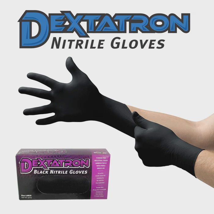 Dextatron Black Nitrile Gloves