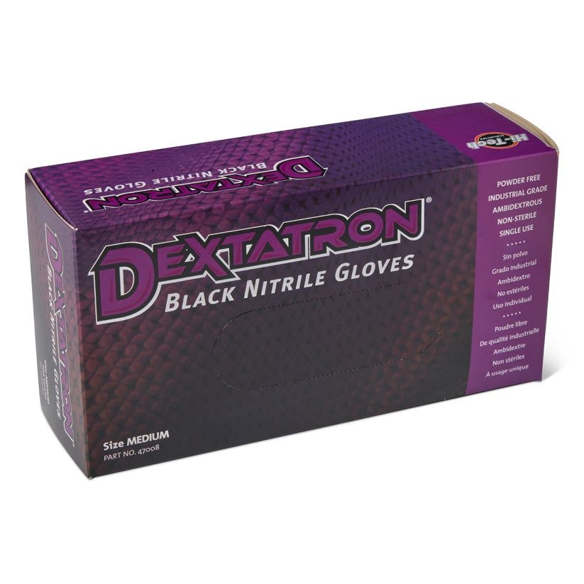 Dextatron Black Nitrile Gloves, Size: Medium