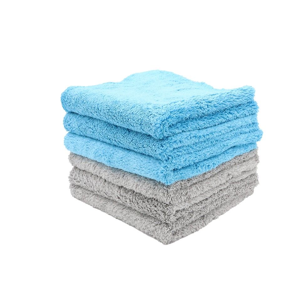 Birdie Collection Buffing Towels, 700 GSM, 16"x16", Color: Blue &amp; Grey